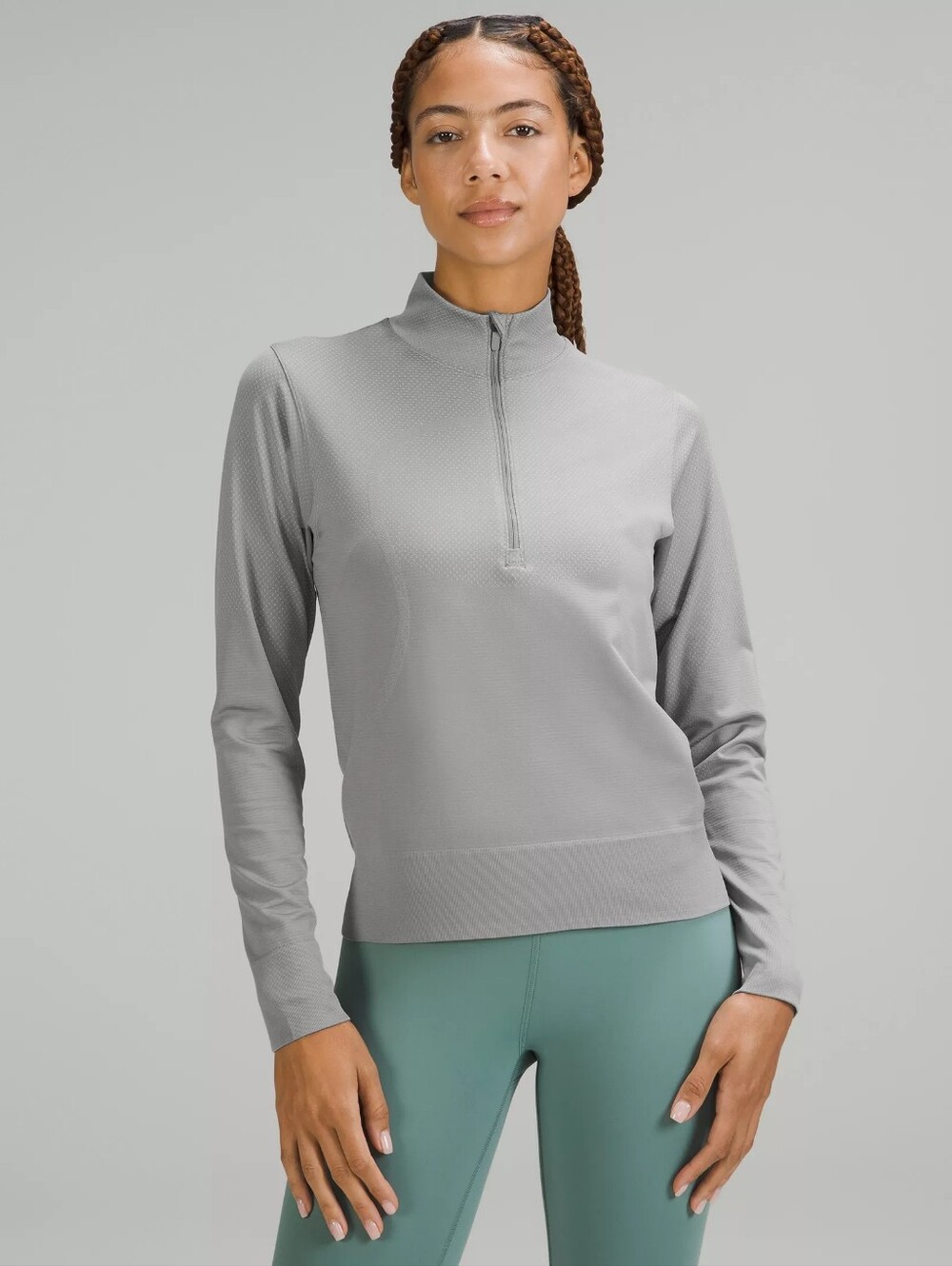Lululemon Swiftly Light Gray Half-Zip Top  Size 8